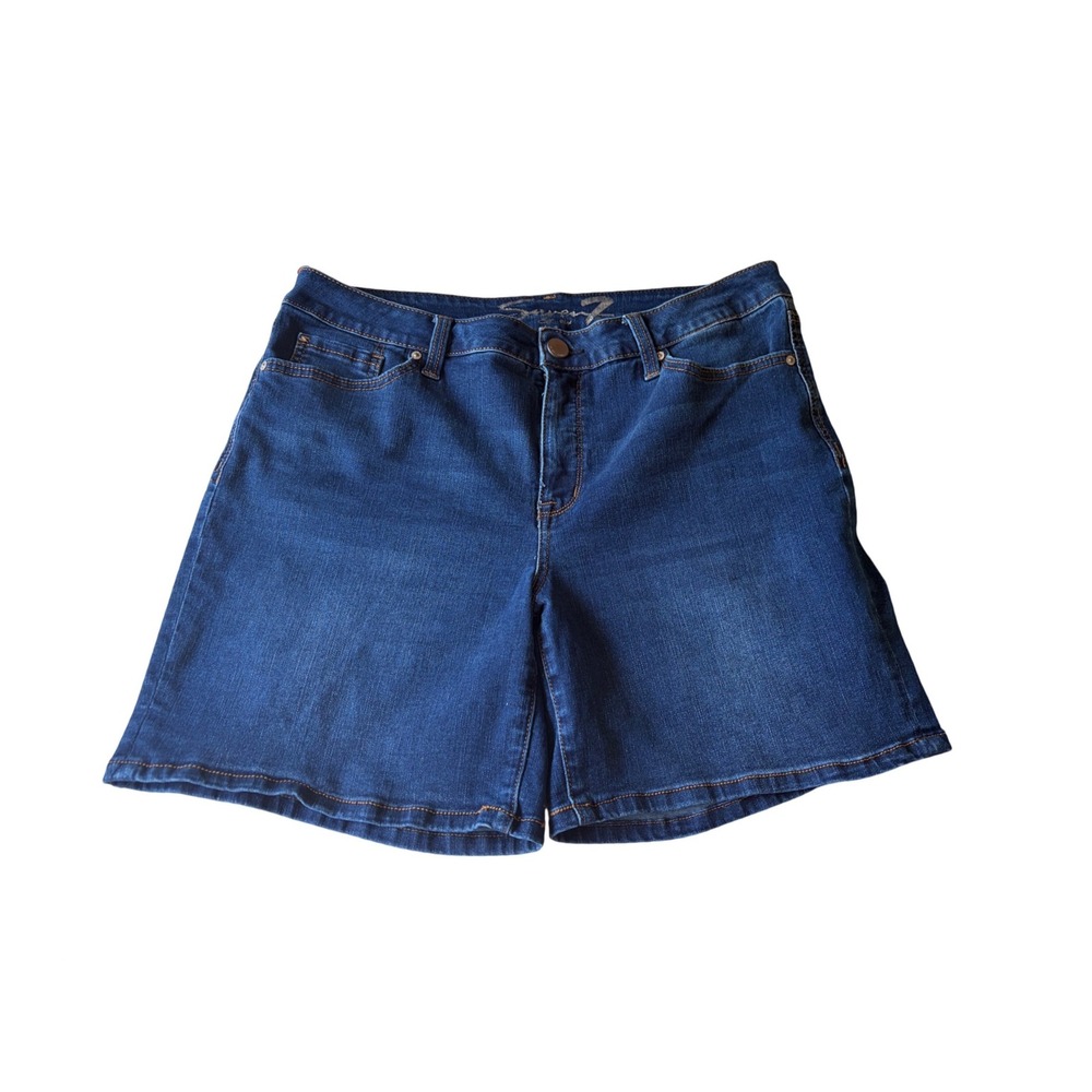 Seven7 Weekend Shorts Womens 14 Dark Wash Denim Mid Rise Stretch‎ Jean Shorts